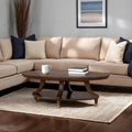 FM44001CH-CO Westerham dark cherry finish wood oval coffee table with gold capped legs and lower shelf