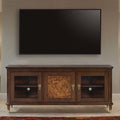 FM44001CH-TV-70 Westerham dark cherry finish wood transitional 70" TV stand glass front doors