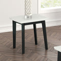 FM44002WH-SE Thisted black finish wood white marble top square end table