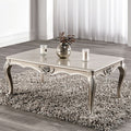 FM45001WH-C Rochester champagne finish wood ornate carved accents cabriolet legs coffee table