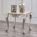 FM45001WH-E Rochester champagne finish wood ornate carved accents cabriolet legs end table