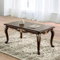 FM45004-C Cookshire rich tobacco finish wood gold ornate carved accents cabriolet legs coffee table