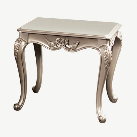 FM45006-CPN-E Albacete champagne finish wood traditional ornate carved accents cabriolet legs end table