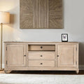 FM49000OAK-TV Chesapeake light white wash finish wood transitional 72" TV stand with drawers