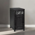 FM49001ES-T Sterling west ash grey finish wood dented stainless steel accents chair side end table with drawer USB charging ports