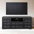 FM49011BK-TV Hatton cross weathered black finish wood sunken panel design 72" TV stand
