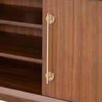 FM54000WN-TV-3PC 3 pc Hepburne walnut finish wood mid century modern entertainment center TV stand wall unit