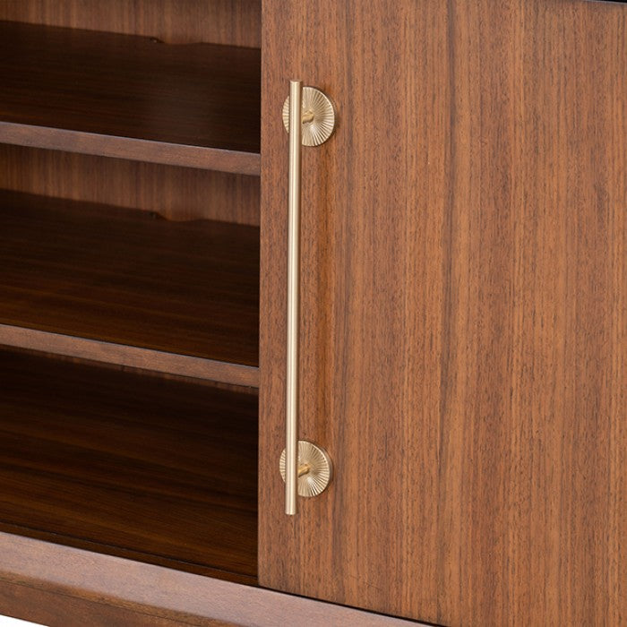 FM54000WN-TV-3PC 3 pc Hepburne walnut finish wood mid century modern entertainment center TV stand wall unit