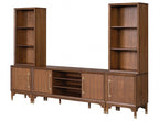 FM54000WN-TV-3PC 3 pc Hepburne walnut finish wood mid century modern entertainment center TV stand wall unit