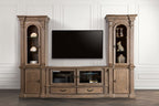 FM5418AK-TV-3PC 3 pc Seven oaks traditional style weathered oak finish wood entertainment center