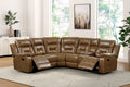 FM6011BR-SECT 3 pc Ezekius brown leatherette sectional sofa with recliners on each end cup holder console