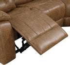 FM6011BR-SECT 3 pc Ezekius brown leatherette sectional sofa with recliners on each end cup holder console