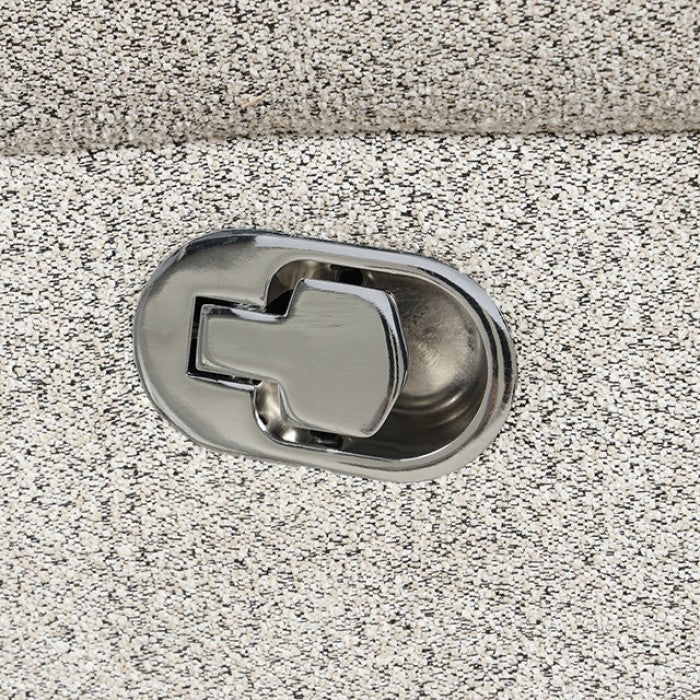 FM6013LG-2PC 2 pc Sandbach light gray fabric sofa and love seat with recliners on each end cup console