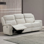 FM6013LG-2PC 2 pc Sandbach light gray fabric sofa and love seat with recliners on each end cup console