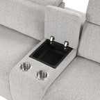FM6014LG-PM 6 pc Hieronimus light grey chenille sectional sofa with power motion recliners and adjustable headrests
