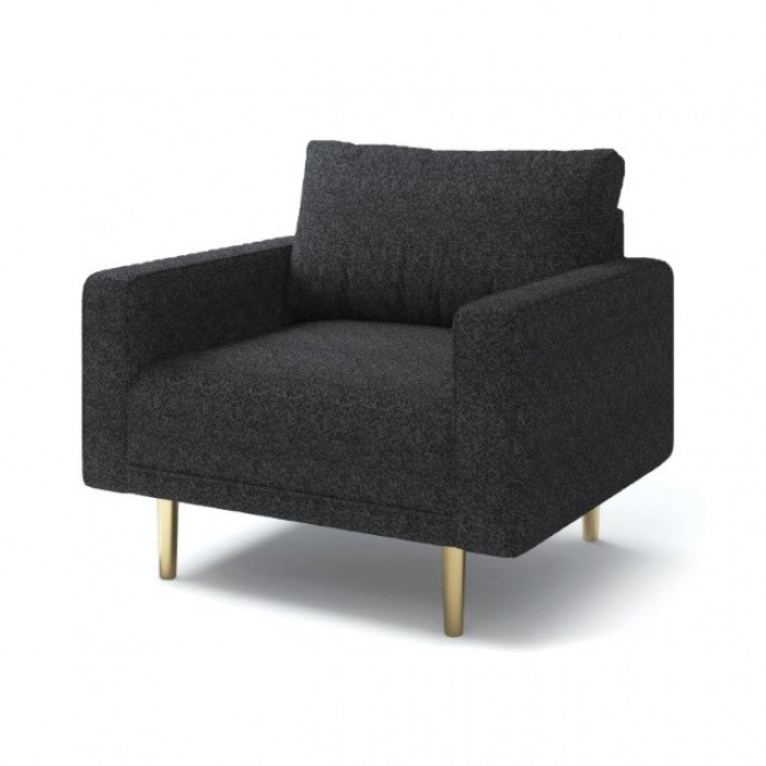 FM61000BK-CH A&J homes studio Elverum black boucle fabric accent chair squared arms