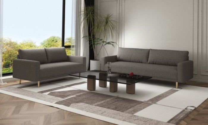 FM61000GY-2PC 2 pc A&J homes studio Elverum charcoal grey boucle fabric sofa and love seat set