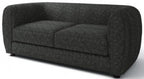 FM61001BK-2PC 2 pc A&J homes studio Aversa black boucle padded back sofa and love seat set rounded arms