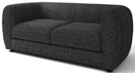 FM61001BK-2PC 2 pc A&J homes studio Aversa black boucle padded back sofa and love seat set rounded arms
