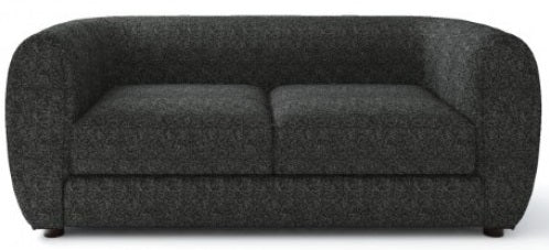 FM61001BK-2PC 2 pc A&J homes studio Aversa black boucle padded back sofa and love seat set rounded arms