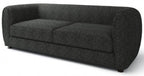 FM61001BK-2PC 2 pc A&J homes studio Aversa black boucle padded back sofa and love seat set rounded arms
