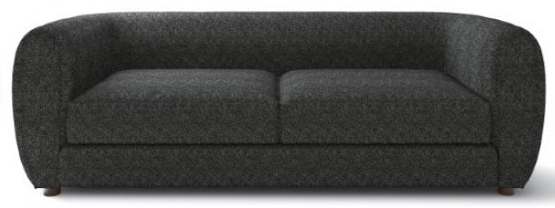 FM61001BK-2PC 2 pc A&J homes studio Aversa black boucle padded back sofa and love seat set rounded arms