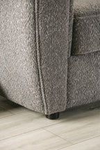 FM61001GY-2PC 2 pc A&J homes studio Aversa charcoal grey boucle padded back sofa and love seat set rounded arms