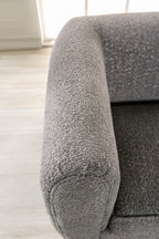 FM61001GY-2PC 2 pc A&J homes studio Aversa charcoal grey boucle padded back sofa and love seat set rounded arms