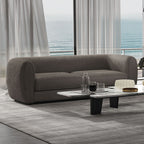 FM61001GY-2PC 2 pc A&J homes studio Aversa charcoal grey boucle padded back sofa and love seat set rounded arms