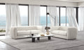 FM61001WH-2PC 2 pc A&J homes studio Aversa off-white boucle padded back sofa and love seat set rounded arms
