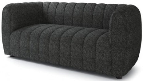 FM61002BK-2PC 2 pc A&J homes studio Aversa black boucle fabric channel tufted sofa and love seat set rounded arms