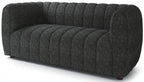 FM61002BK-2PC 2 pc A&J homes studio Aversa black boucle fabric channel tufted sofa and love seat set rounded arms