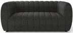FM61002BK-2PC 2 pc A&J homes studio Aversa black boucle fabric channel tufted sofa and love seat set rounded arms