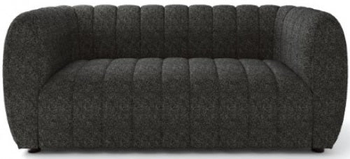 FM61002BK-2PC 2 pc A&J homes studio Aversa black boucle fabric channel tufted sofa and love seat set rounded arms
