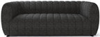 FM61002BK-2PC 2 pc A&J homes studio Aversa black boucle fabric channel tufted sofa and love seat set rounded arms