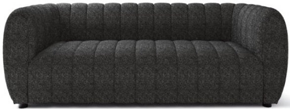 FM61002BK-2PC 2 pc A&J homes studio Aversa black boucle fabric channel tufted sofa and love seat set rounded arms