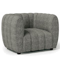 FM61002GY-CH A&J homes studio Aversa charcoal grey boucle fabric channel tufted accent chair rounded arms