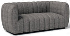 FM61002GY-2PC 2 pc A&J homes studio Aversa charcoal grey boucle fabric channel tufted sofa and love seat set rounded arms