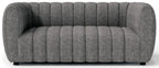 FM61002GY-2PC 2 pc A&J homes studio Aversa charcoal grey boucle fabric channel tufted sofa and love seat set rounded arms