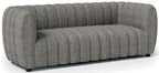 FM61002GY-2PC 2 pc A&J homes studio Aversa charcoal grey boucle fabric channel tufted sofa and love seat set rounded arms