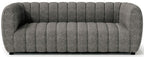 FM61002GY-2PC 2 pc A&J homes studio Aversa charcoal grey boucle fabric channel tufted sofa and love seat set rounded arms