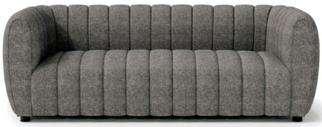 FM61002GY-2PC 2 pc A&J homes studio Aversa charcoal grey boucle fabric channel tufted sofa and love seat set rounded arms
