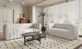 FM61002WH-2PC 2 pc A&J homes studio Aversa off-white boucle fabric channel tufted sofa and love seat set rounded arms