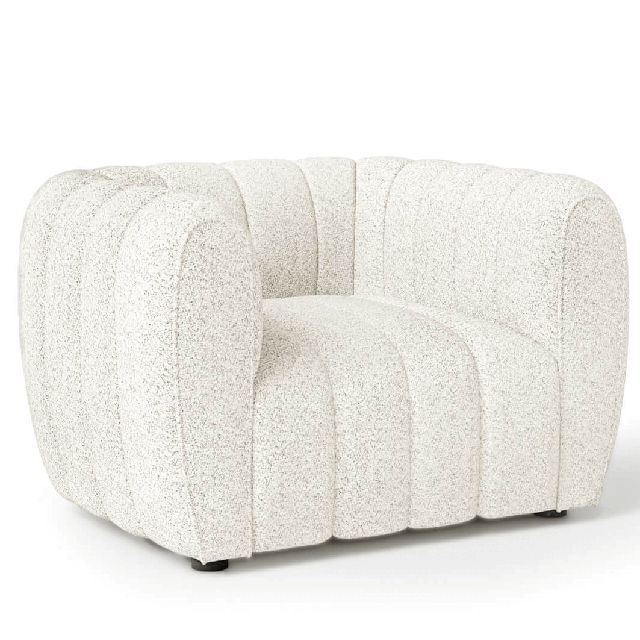 FM61002WH-CH A&J homes studio Aversa off-white boucle fabric channel tufted accent chair rounded arms
