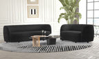 FM61003BK-2PC 2 pc A&J homes studio Versoix black boucle fabric kidney shaped sofa and love seat set rounded arms