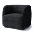 FM61003BK-CH A&J homes studio Versoix black boucle fabric kidney shaped accent chair rounded arms