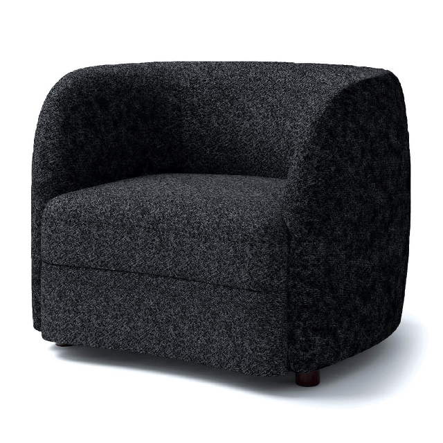 FM61003BK-CH A&J homes studio Versoix black boucle fabric kidney shaped accent chair rounded arms