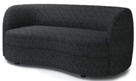 FM61003BK-2PC 2 pc A&J homes studio Versoix black boucle fabric kidney shaped sofa and love seat set rounded arms