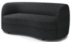 FM61003BK-2PC 2 pc A&J homes studio Versoix black boucle fabric kidney shaped sofa and love seat set rounded arms