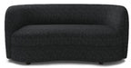 FM61003BK-2PC 2 pc A&J homes studio Versoix black boucle fabric kidney shaped sofa and love seat set rounded arms
